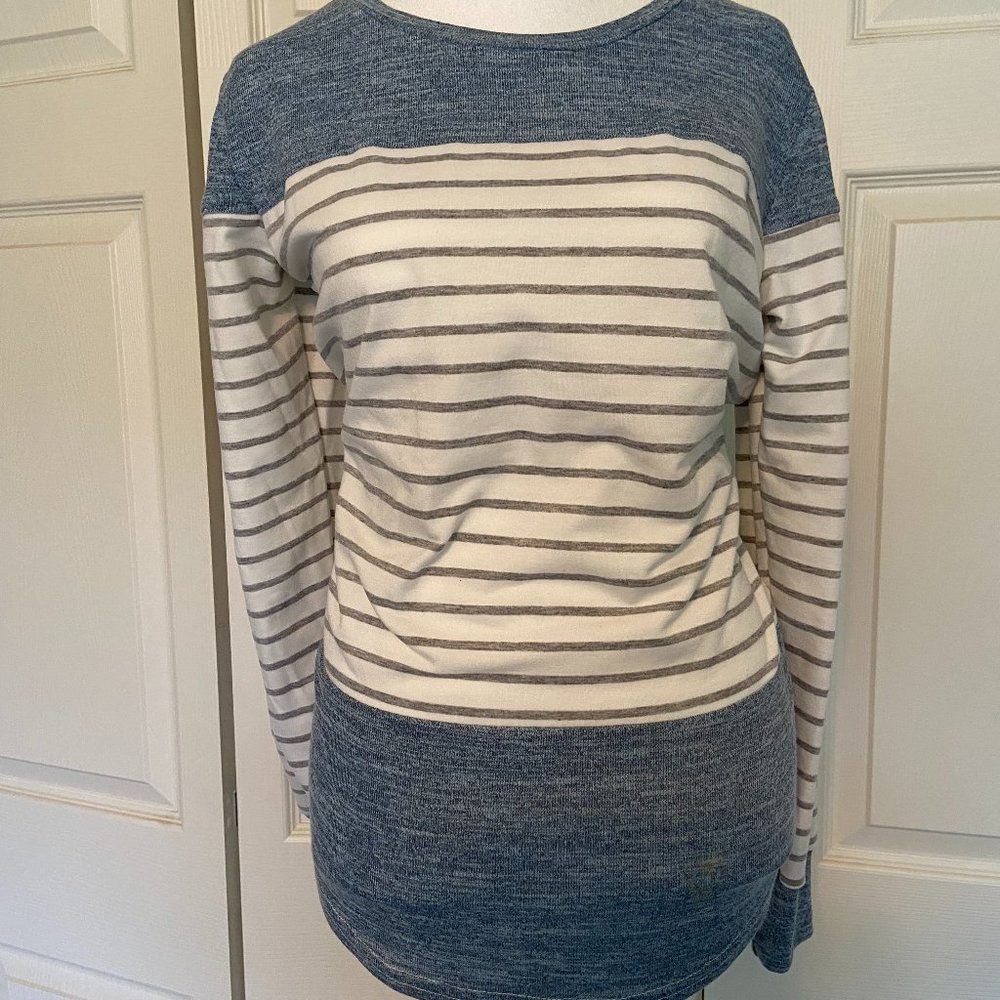 Vemvan Womens Long Sleeve Round Neck T Shirts Color Block Striped Causal Top